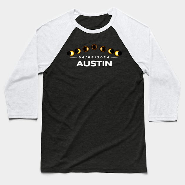 Total Solar Eclipse 2024 Totality Austin Texas Baseball T-Shirt by Diana-Arts-C